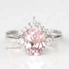 Bella Pink Sapphire Ring Set- 925 Sterling Silver