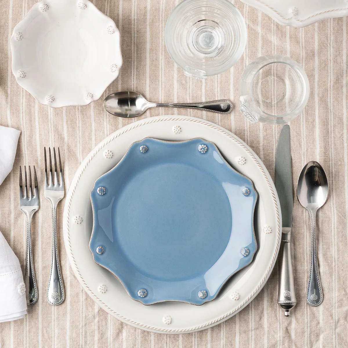 Berry & Thread Scalloped Dessert/Salad Plate - Chambray