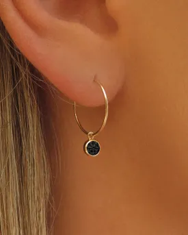 Black CZ Hoop Earrings  - 14k Yellow Gold Fill