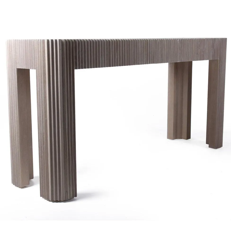 Bleached Oak Ribbed Console Table