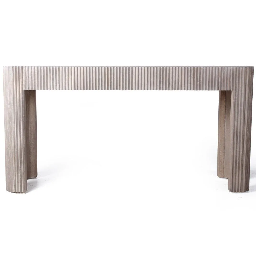 Bleached Oak Ribbed Console Table