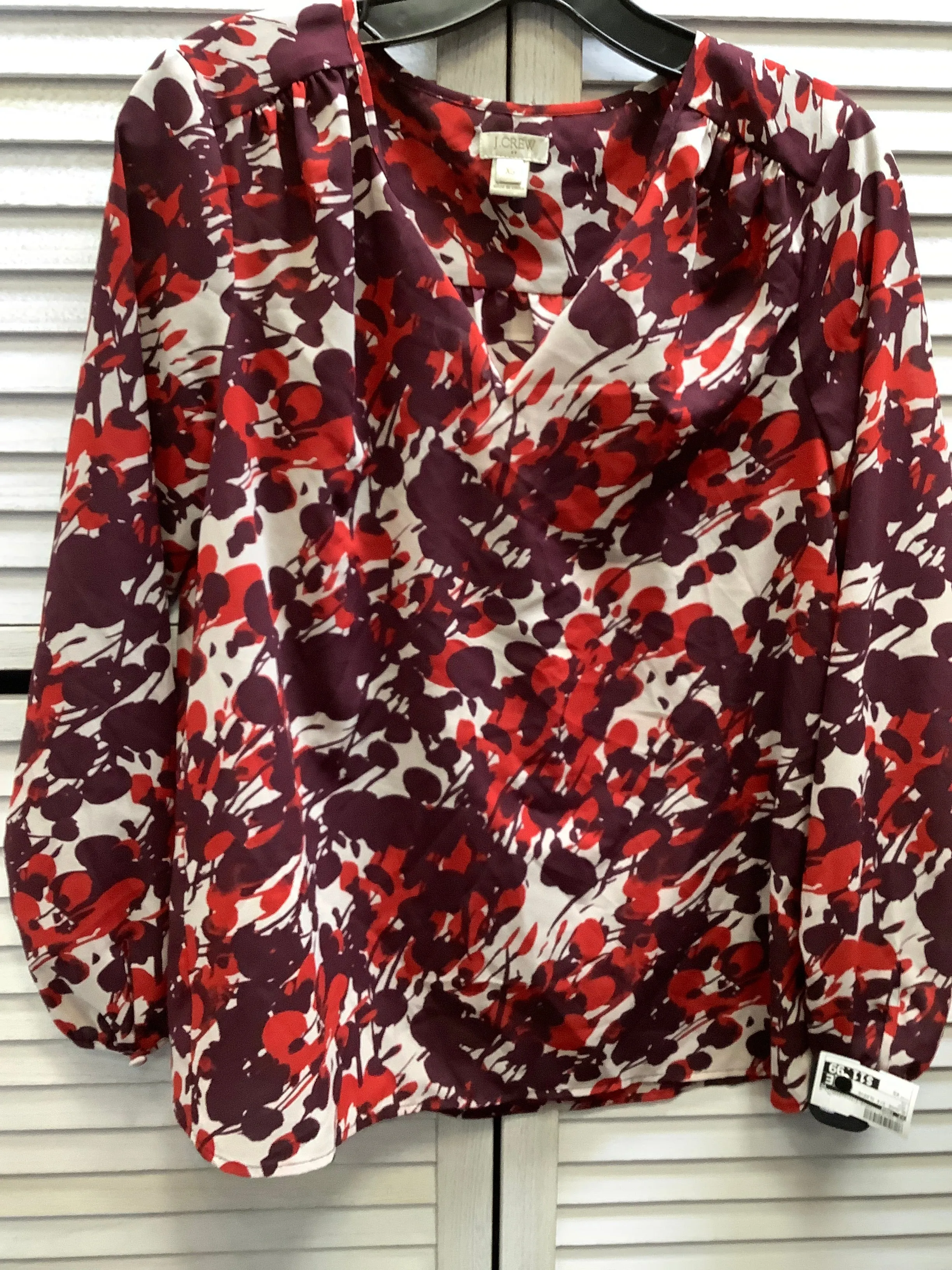 Blouse 3/4 Sleeve By J. Crew In Red, Size: Xs