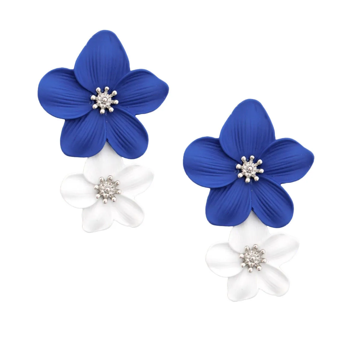 Blue & White Flower Earrings