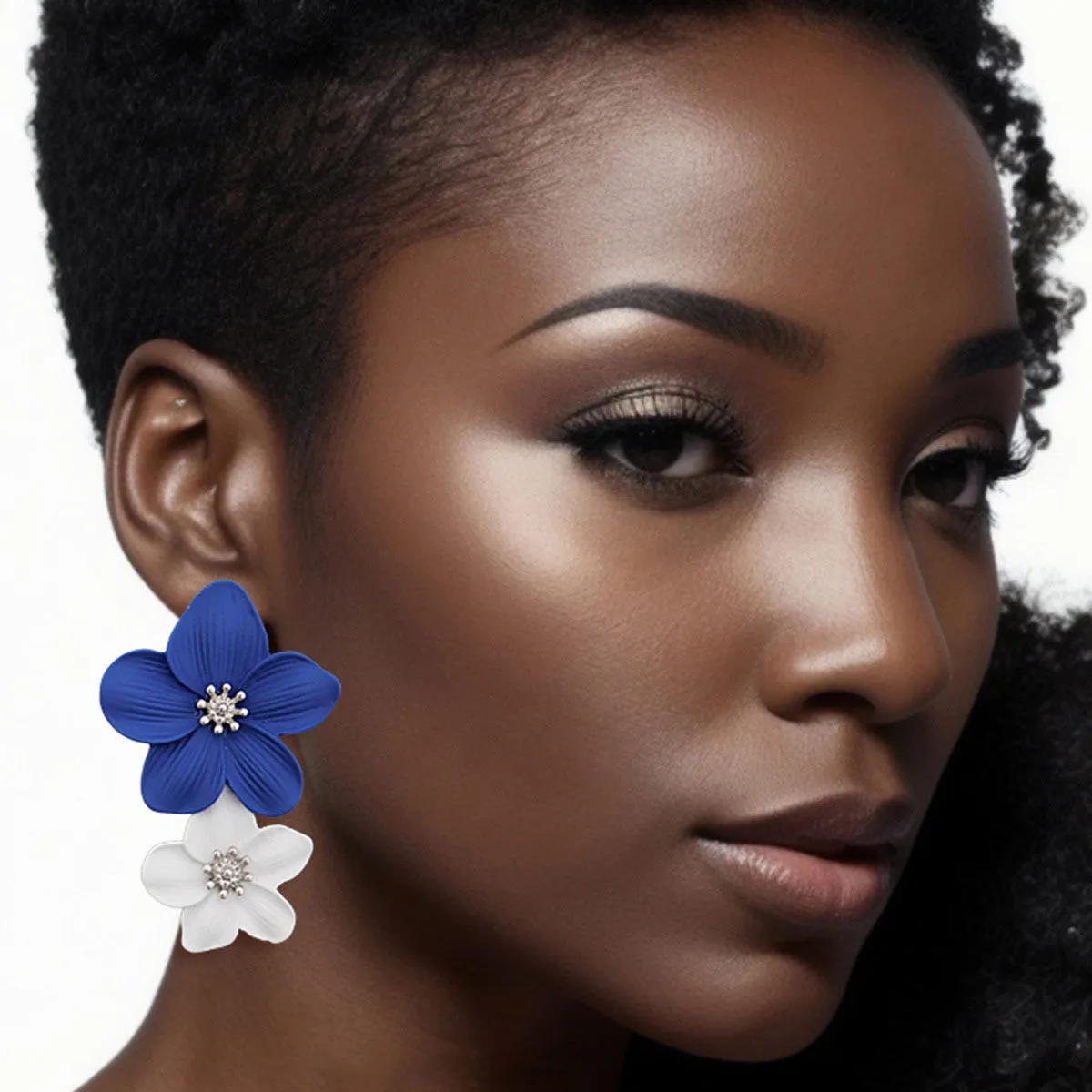 Blue & White Flower Earrings