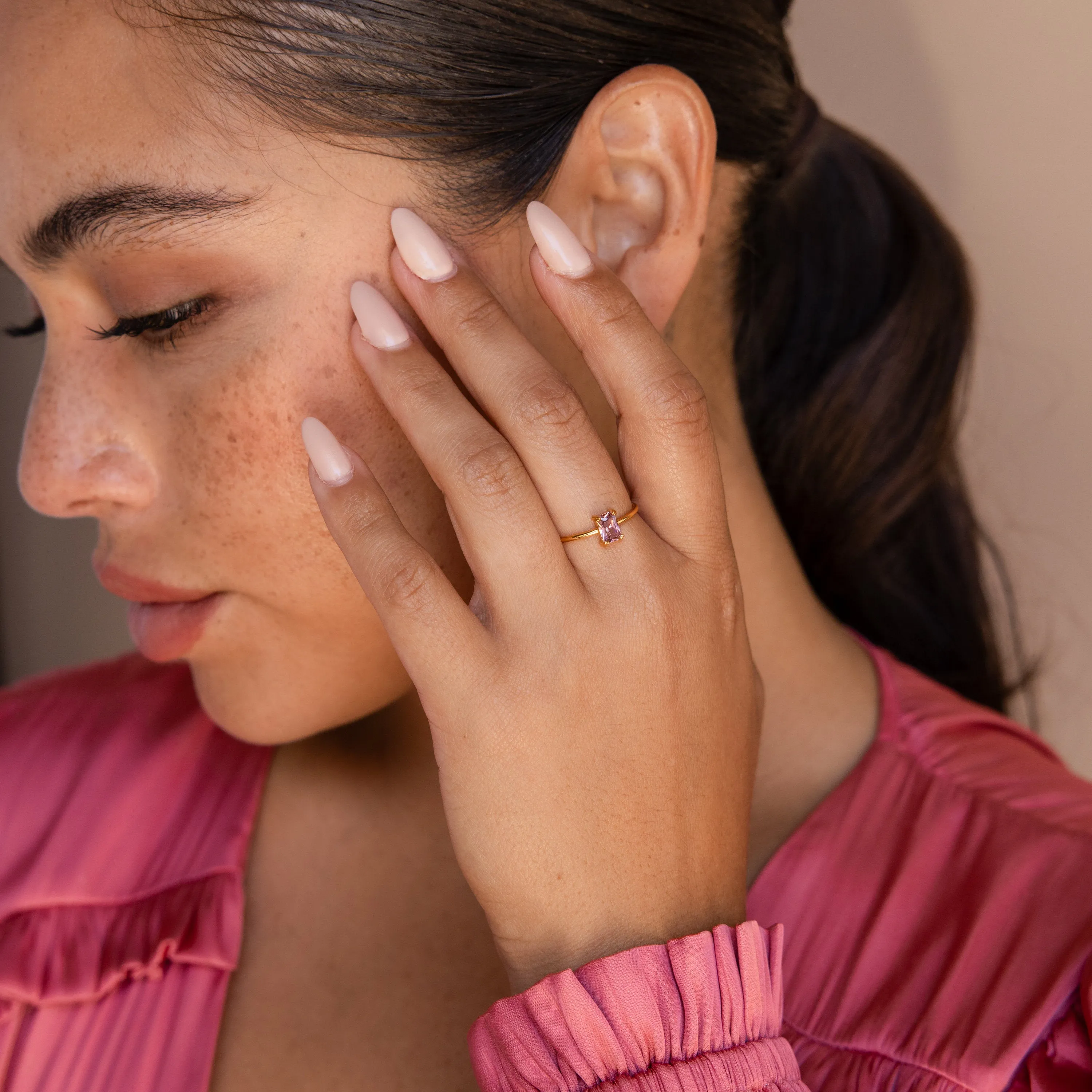 Blush Pink Emerald Ring