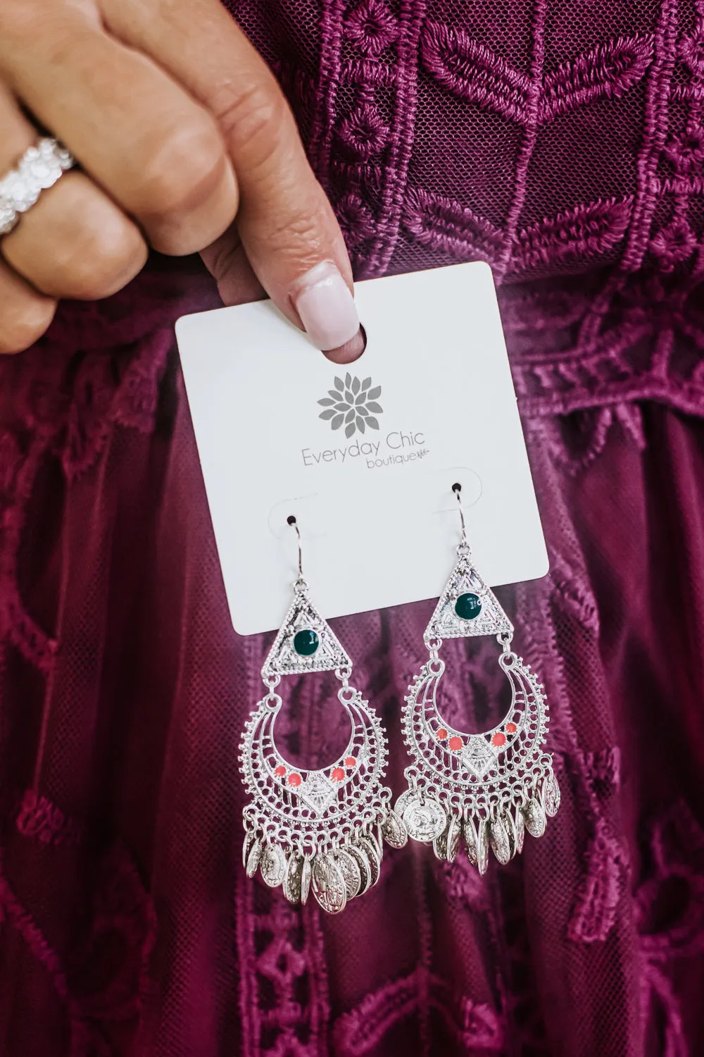 Boho Chandelier Earring, Silver