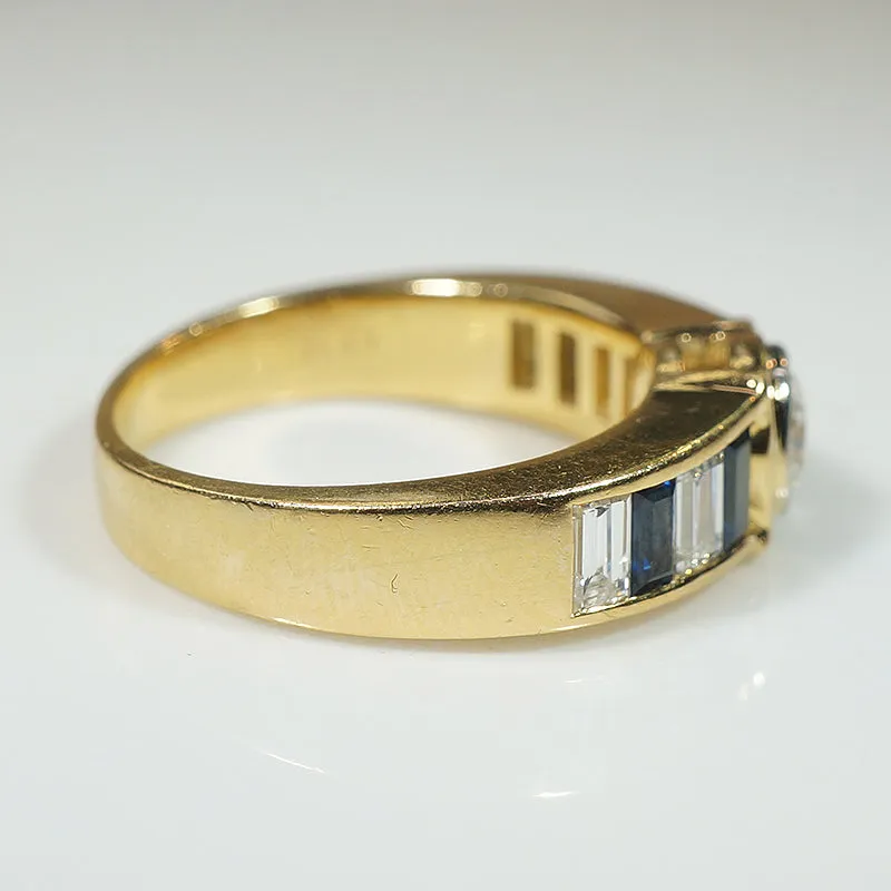 Bold Diamond & Sapphire 18k Gold Band