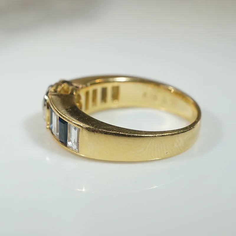 Bold Diamond & Sapphire 18k Gold Band