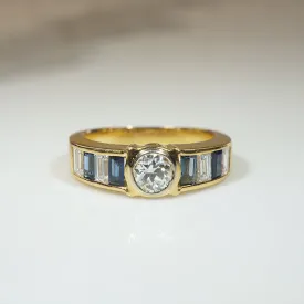 Bold Diamond & Sapphire 18k Gold Band