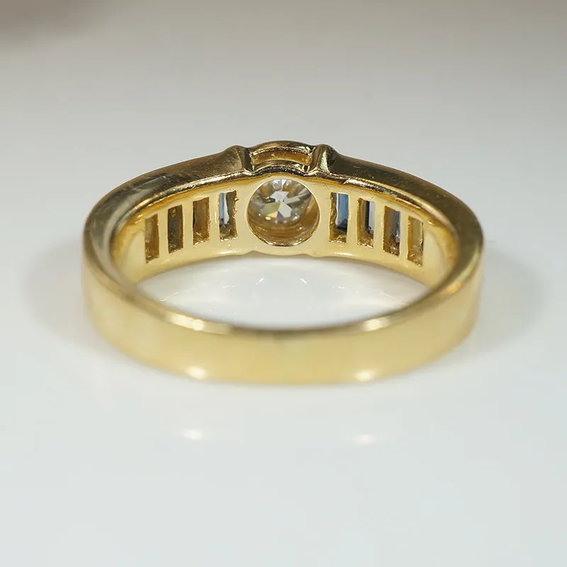 Bold Diamond & Sapphire 18k Gold Band