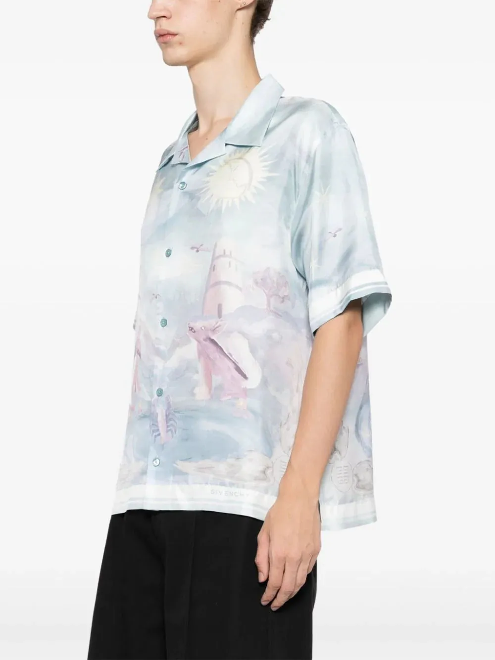 Boxy Fit Printed Silk Shirt