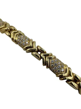 Bvlgari Diamond Yellow Gold Parentesi Bracelet 7.75" Long