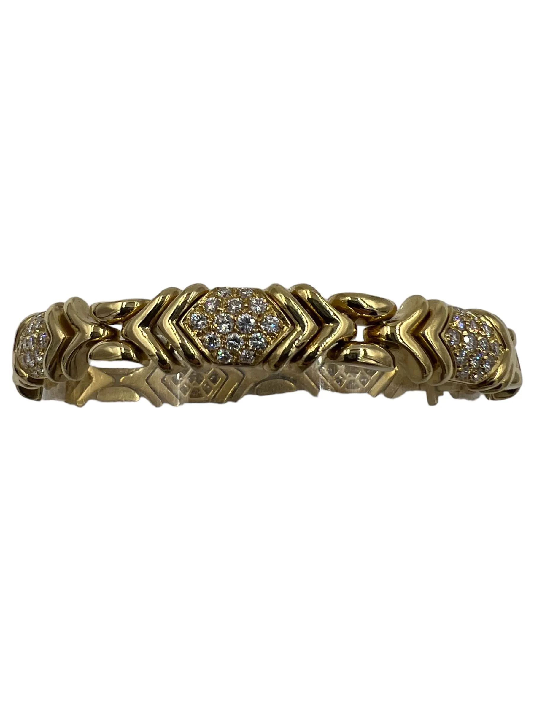 Bvlgari Diamond Yellow Gold Parentesi Bracelet 7.75" Long