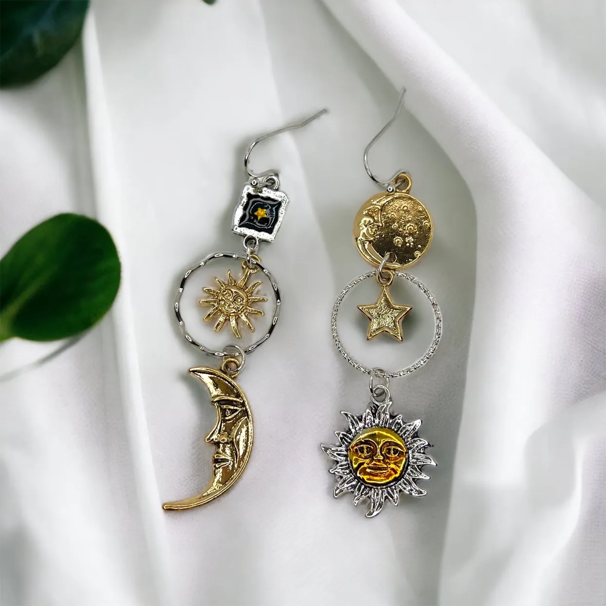 Celestial Earrings - Faith Earrings, Sun and Moon Accessories, Gold and Silver, Bohemian Earrings, Sun Moon Jewelry