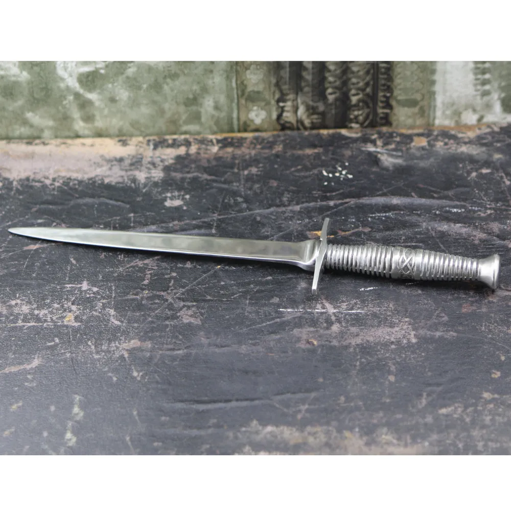 Celtic Pewter Letter Opener Knife with Sgian Dubh Dagger Style Handle