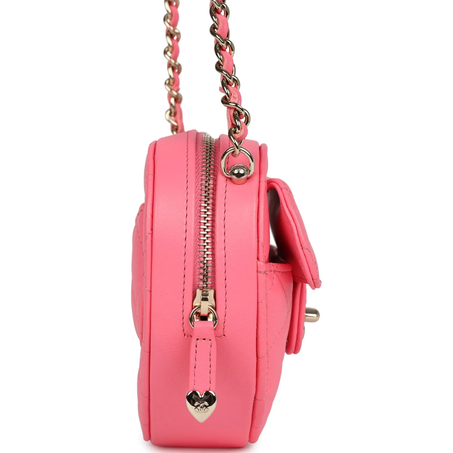 Chanel CC In Love Heart Belt Bag Hot Pink Lambskin Light Gold Hardware