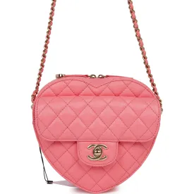 Chanel CC In Love Large Heart Bag Pink Lambskin Light Gold Hardware