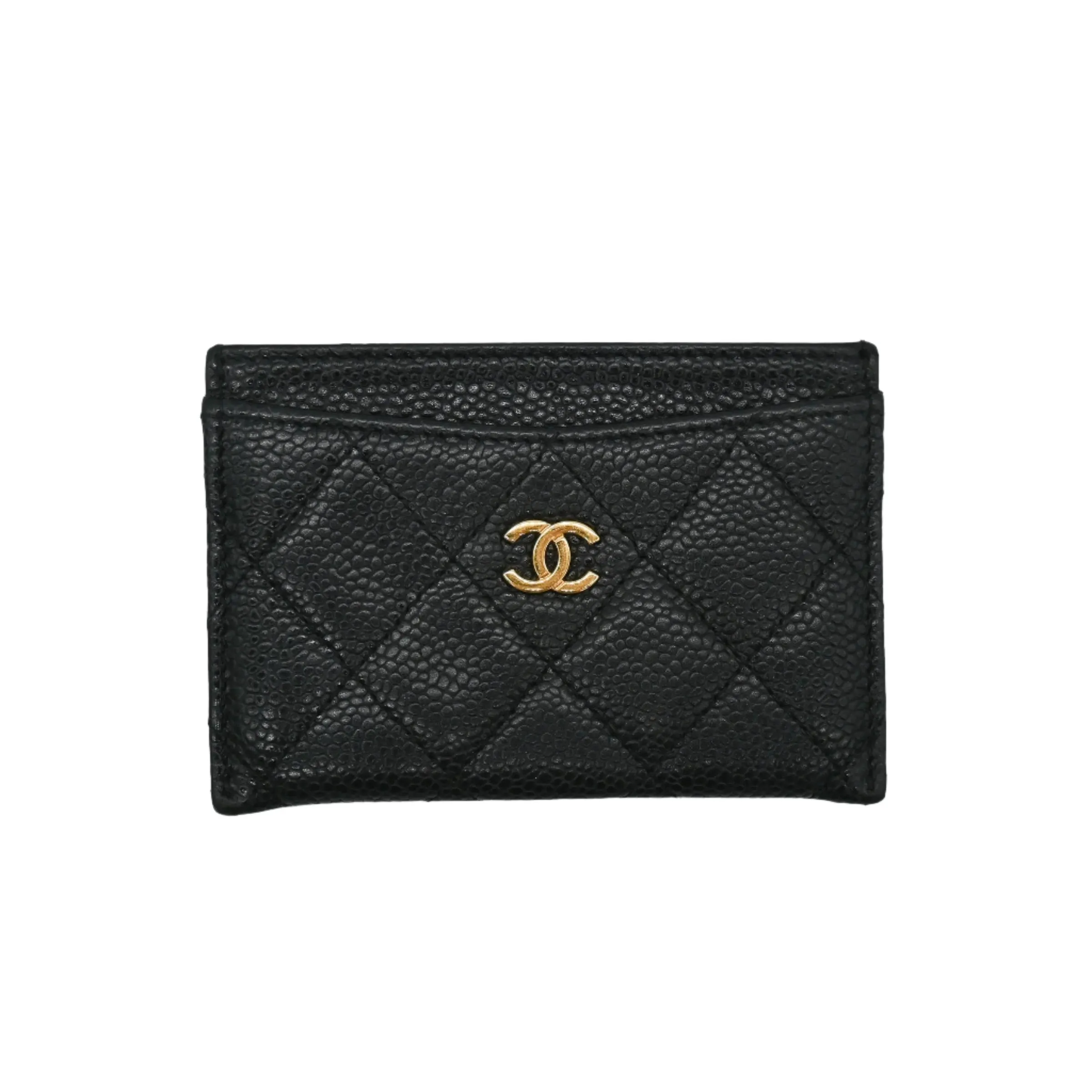 Chanel Classic Card Holder in Black Caviar Gold Hardware