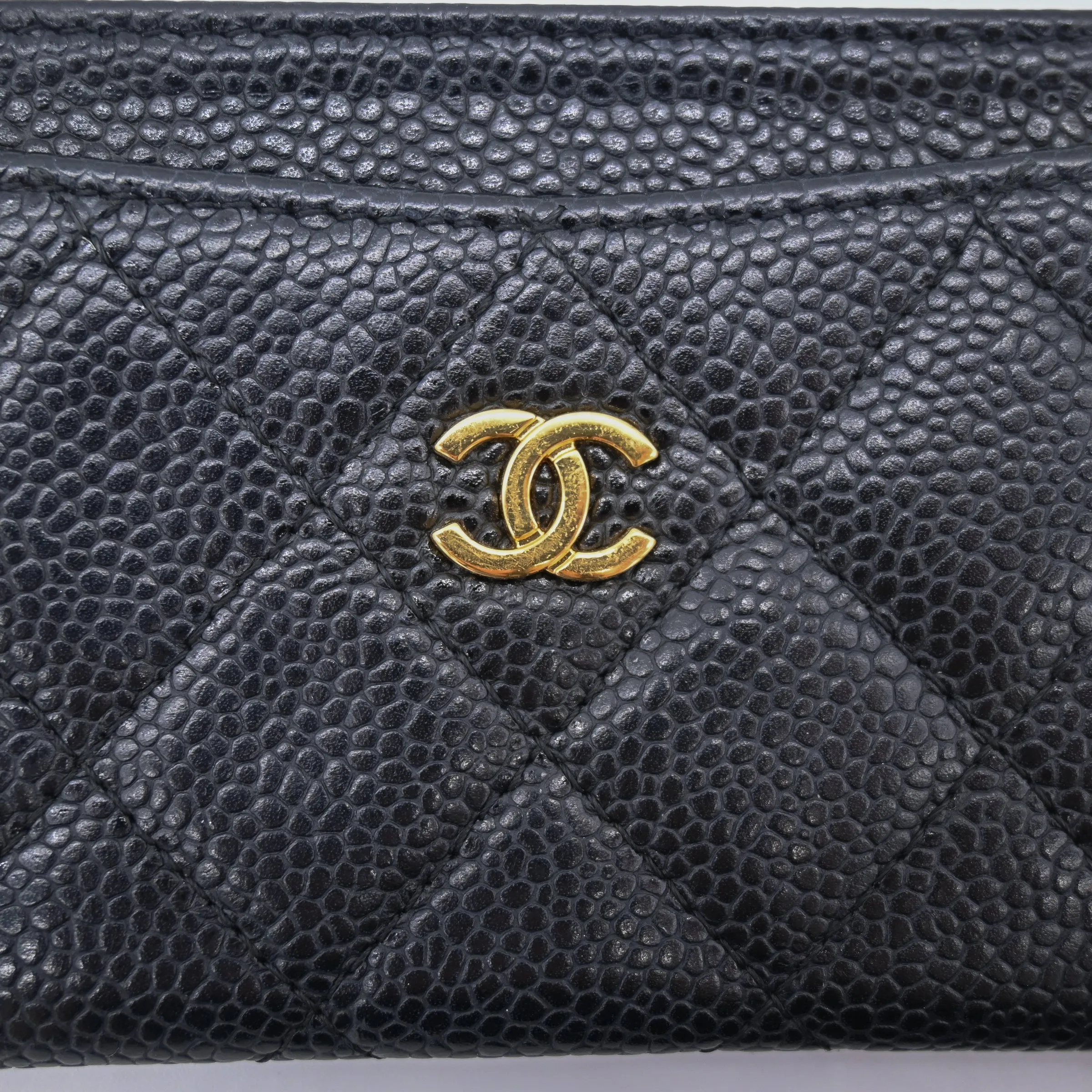 Chanel Classic Card Holder in Black Caviar Gold Hardware