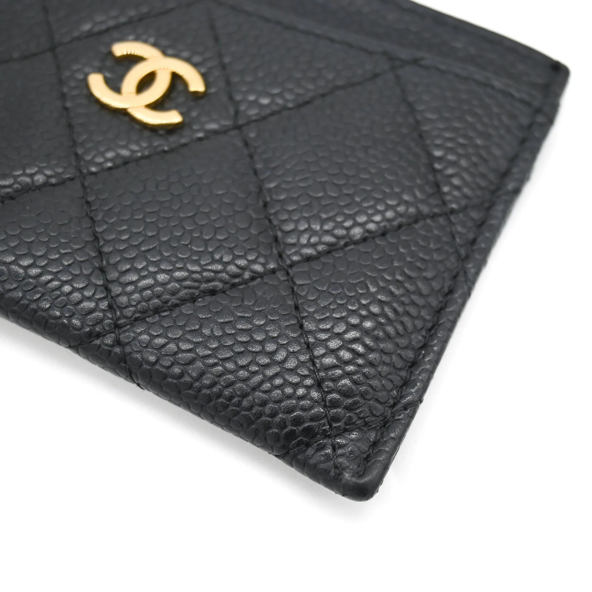 Chanel Classic Card Holder in Black Caviar Gold Hardware