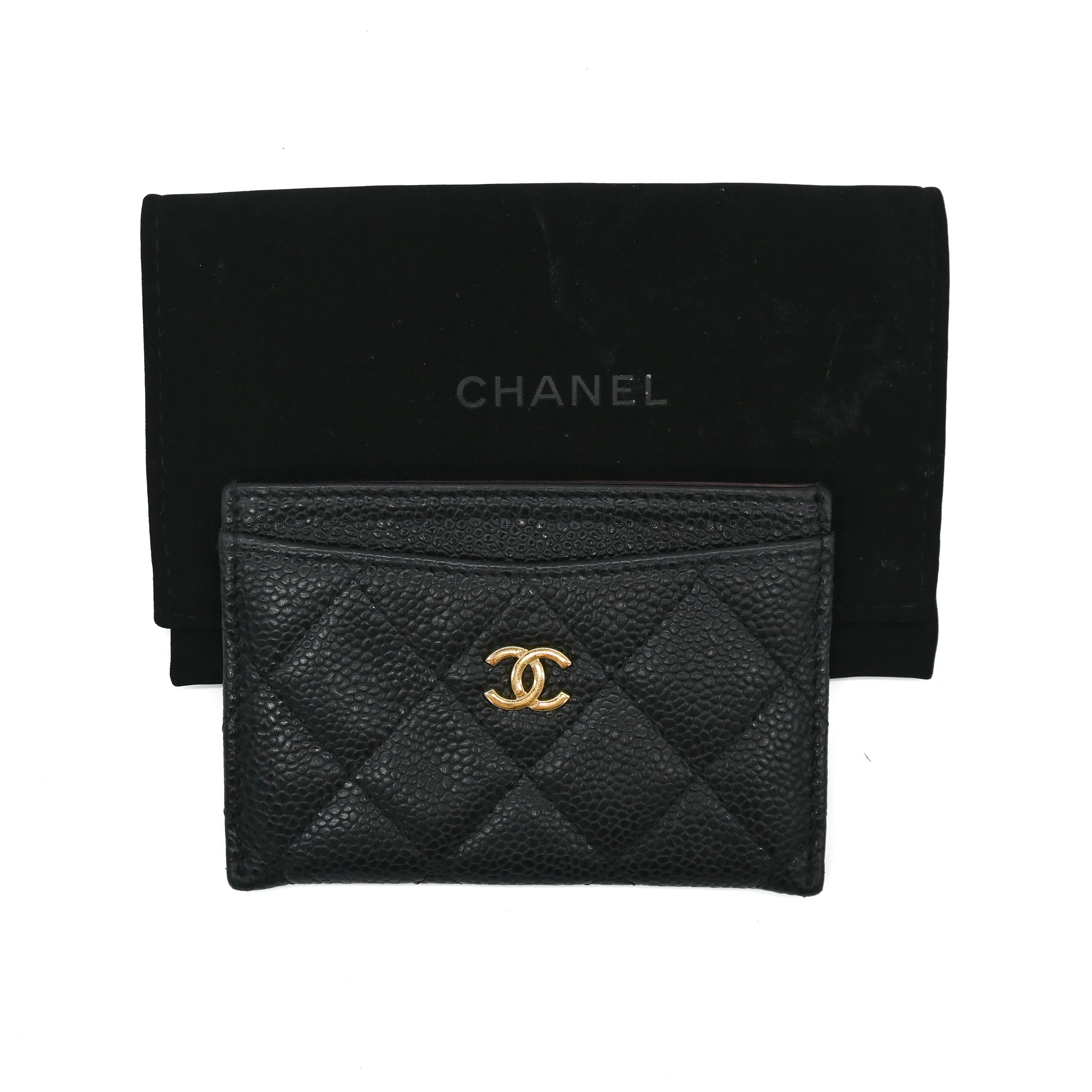 Chanel Classic Card Holder in Black Caviar Gold Hardware