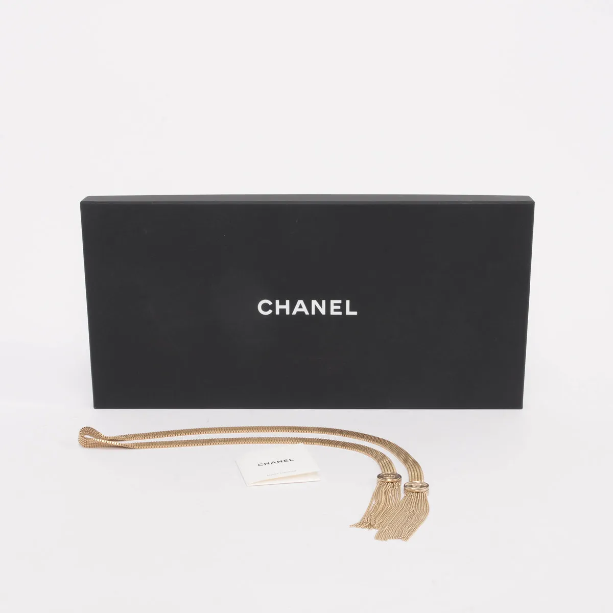 Chanel Light Gold Mesh CC Lariat Necklace