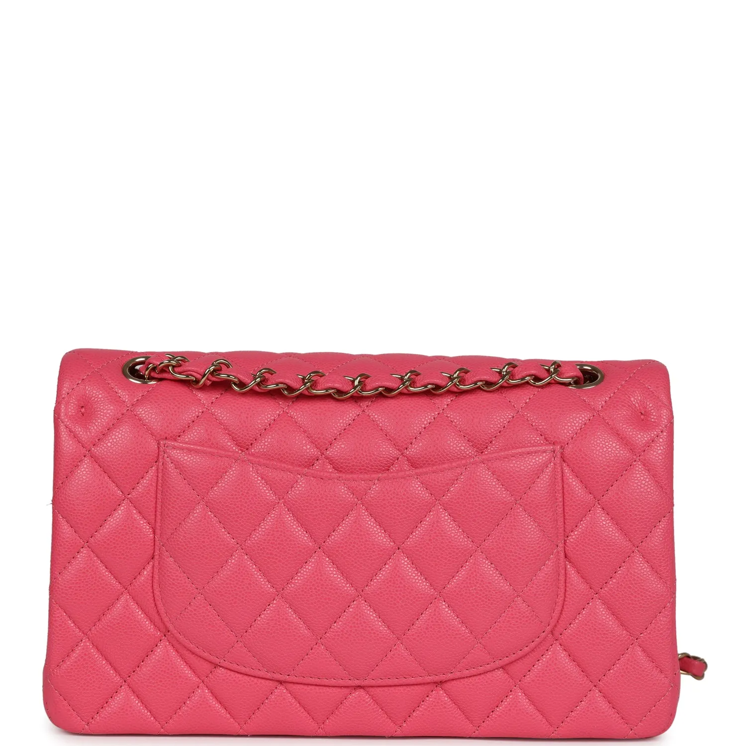 Chanel Medium Classic Double Flap Bag Hot Pink Shiny Caviar Gold Hardware