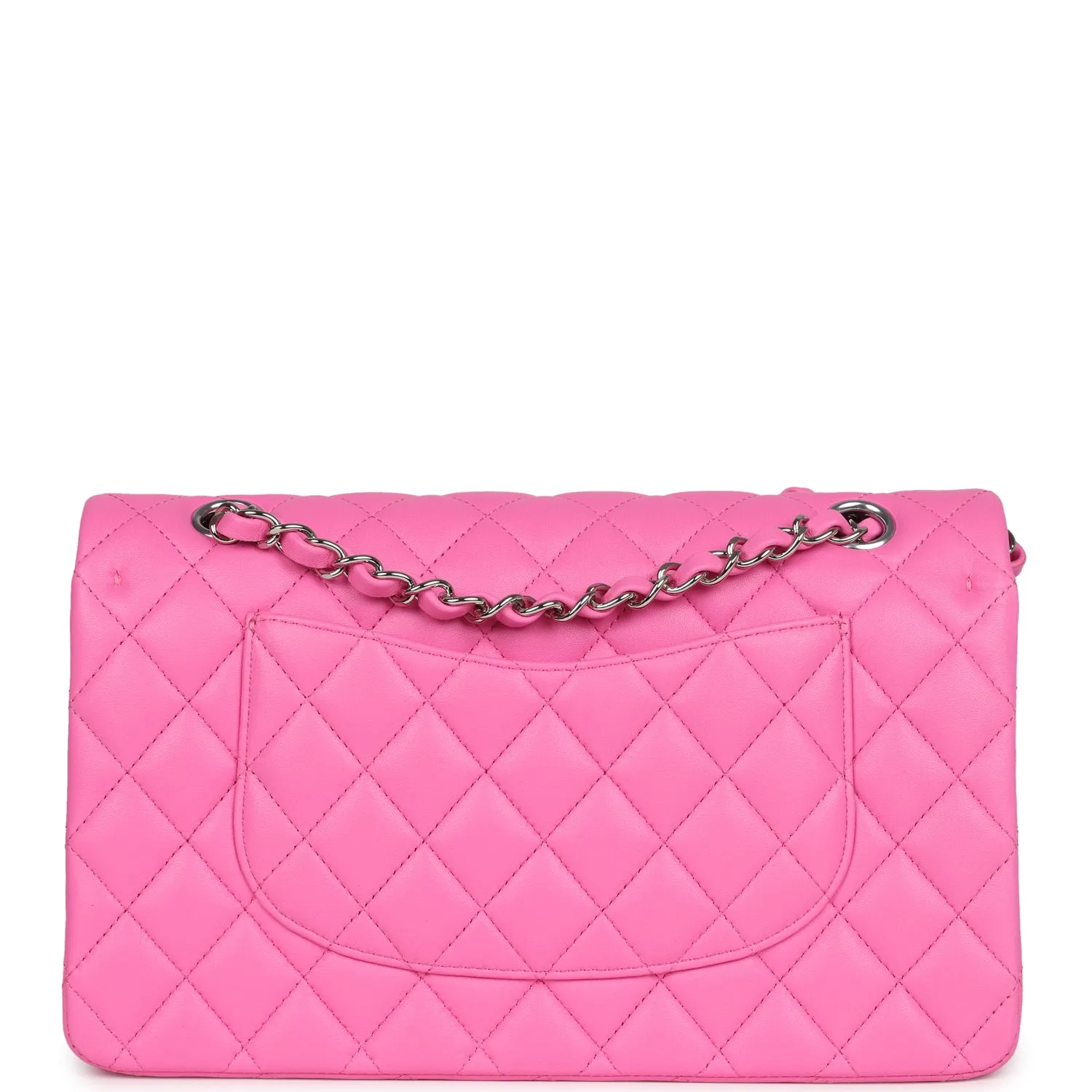 Chanel Medium Classic Double Flap Dark Pink Lambskin Silver Hardware