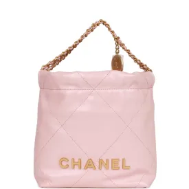 Chanel Mini 22 Bag Pink Calfskin Gold Hardware