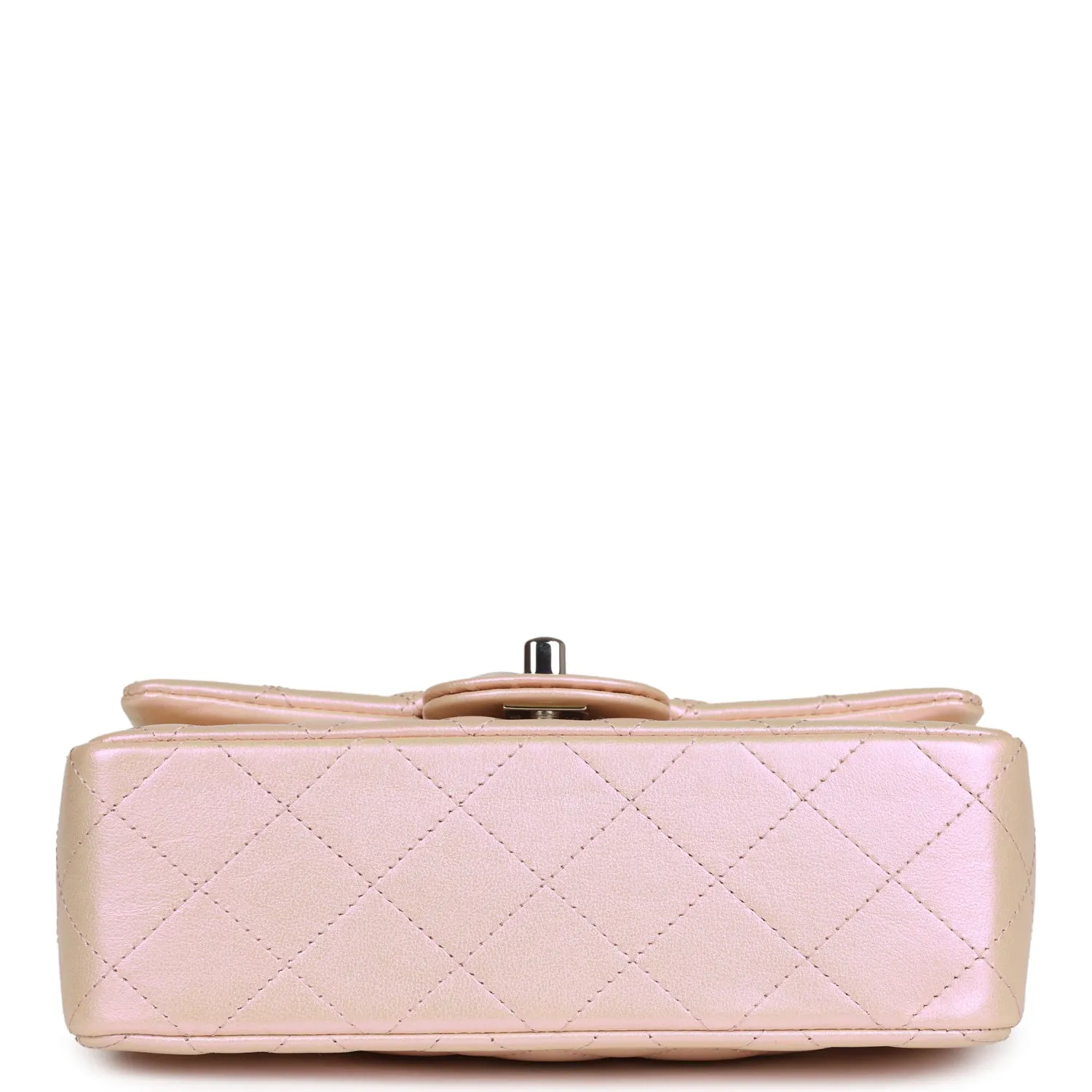 Chanel Mini Rectangular Flap Bag Pink Iridescent Calfskin Silver Hardware