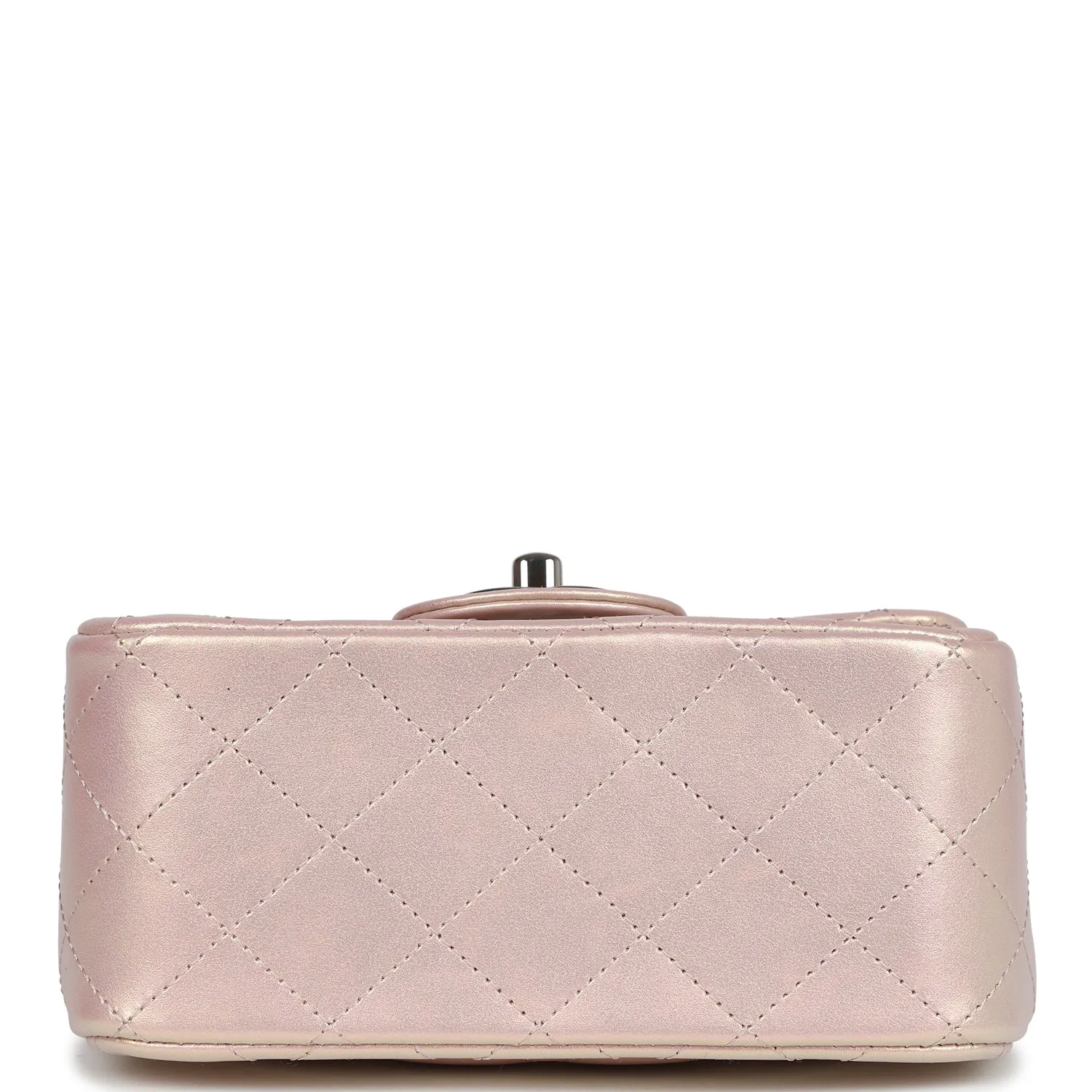 Chanel Mini Square Flap Pink Iridescent Lambskin Silver Hardware