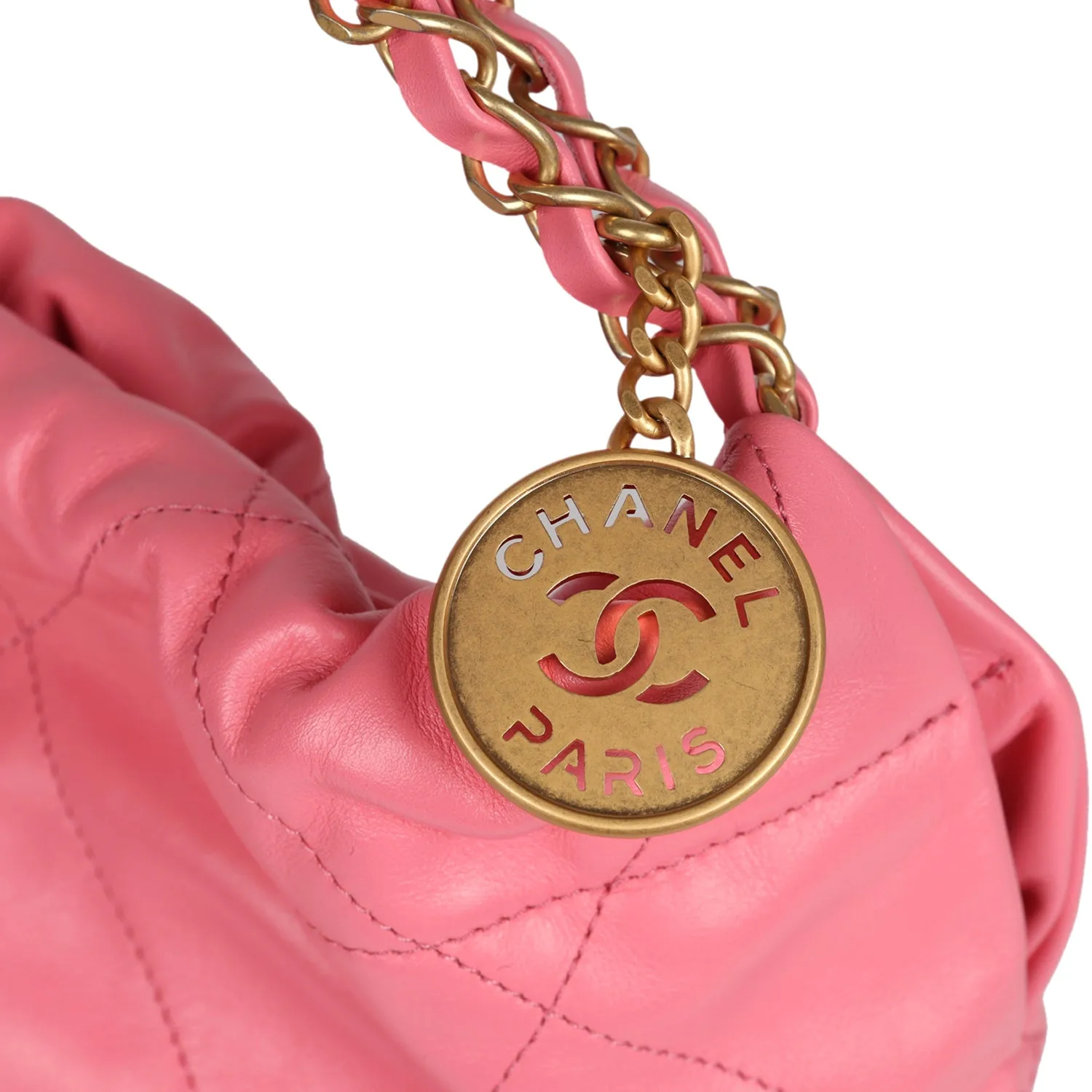 Chanel Small 22 Bag Pink Calfskin Gold Hardware