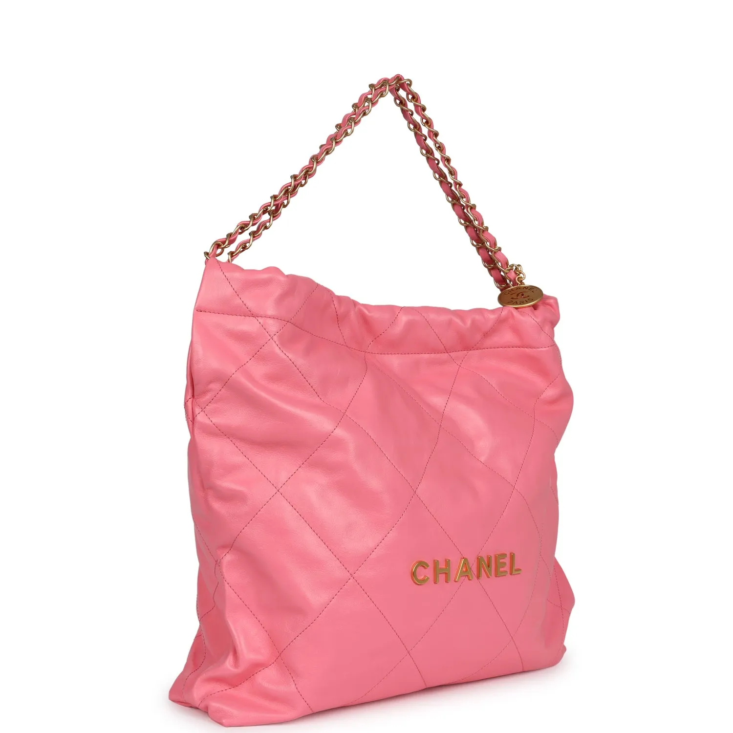 Chanel Small 22 Bag Pink Calfskin Gold Hardware