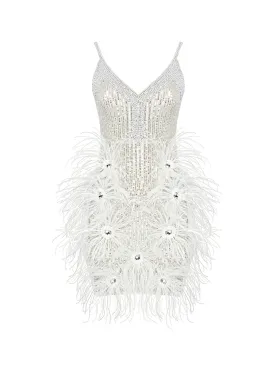 CIGNA Pearls & Feathers Mini Dress