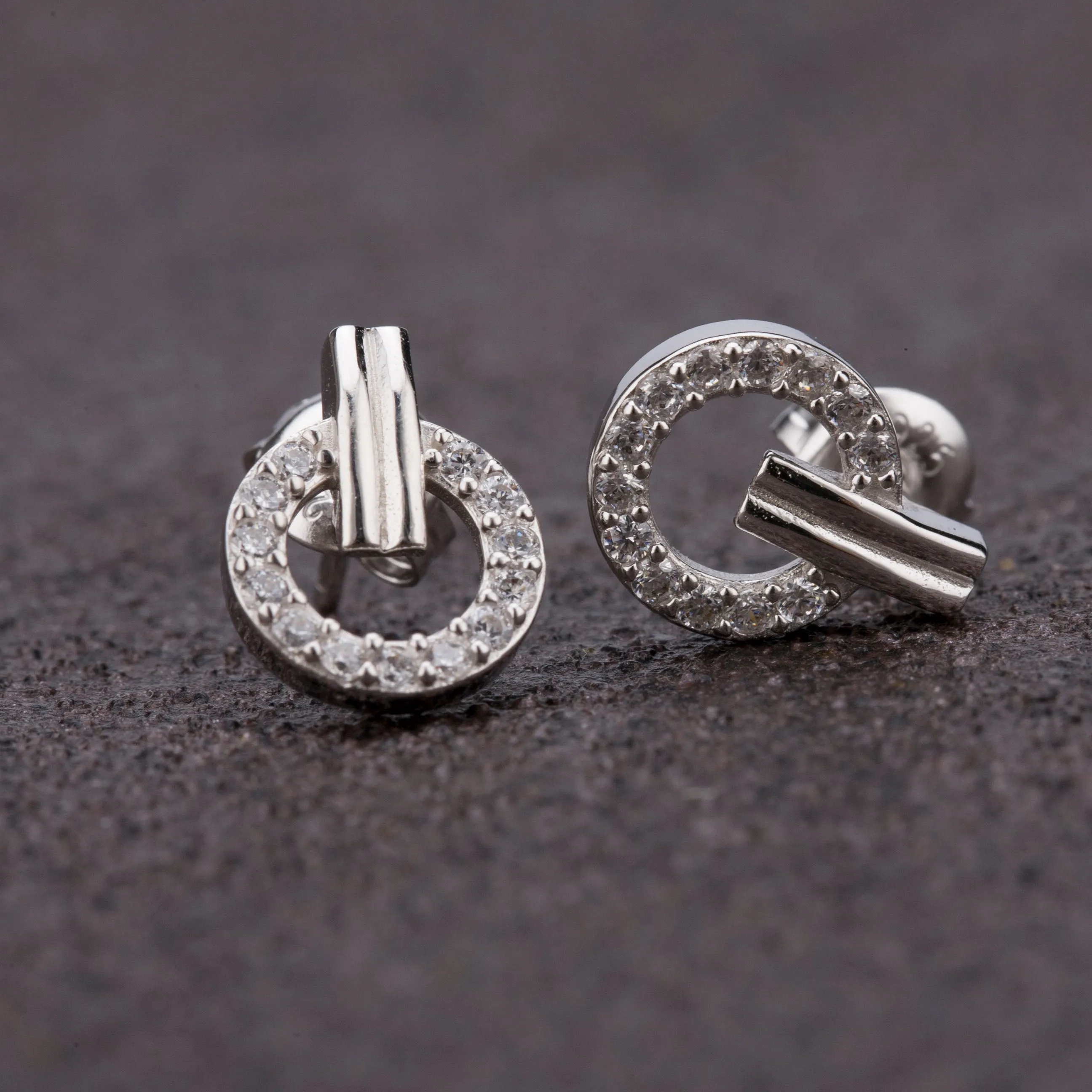 Circle Serendipity Stud Earrings- 925 Silver