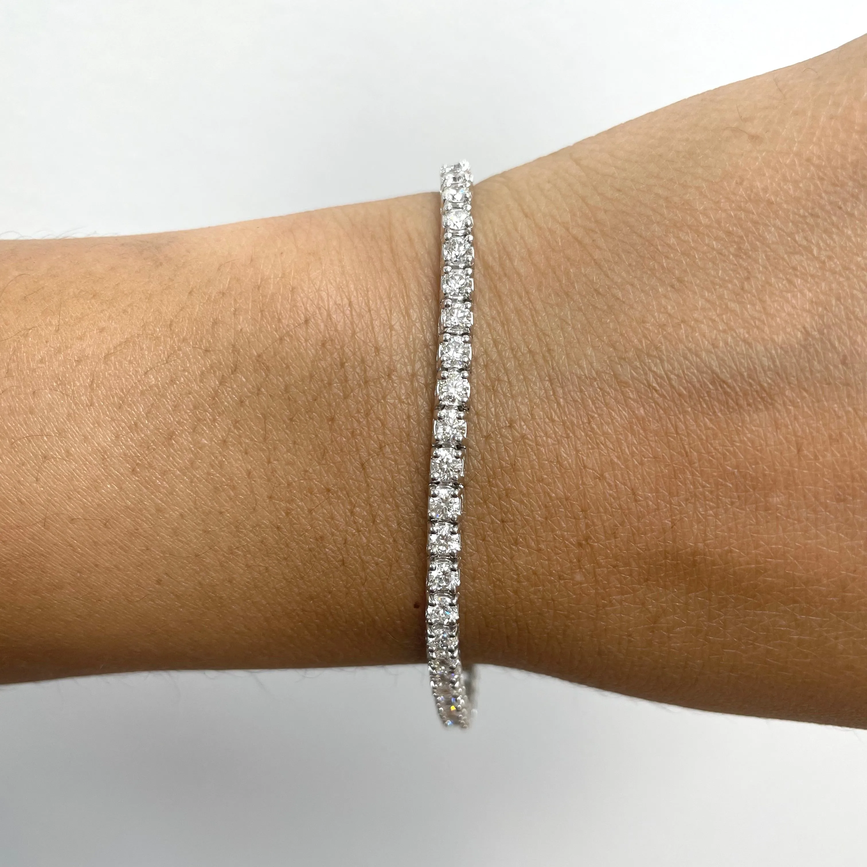 Classic Diamond Tennis Bracelet (4.40 ct Diamonds) in White Gold