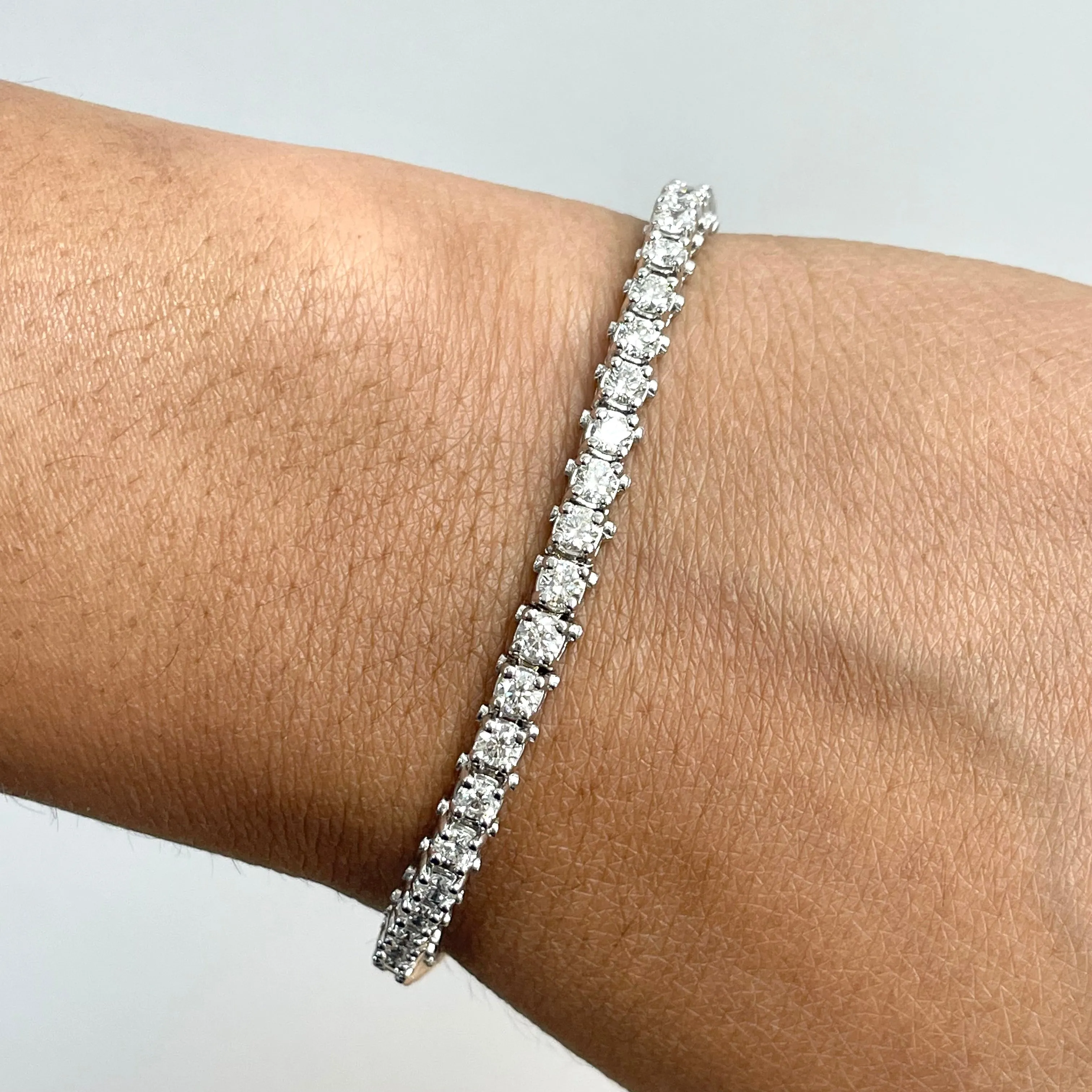 Classic Diamond Tennis Bracelet (4.48 ct Diamonds) in White Gold