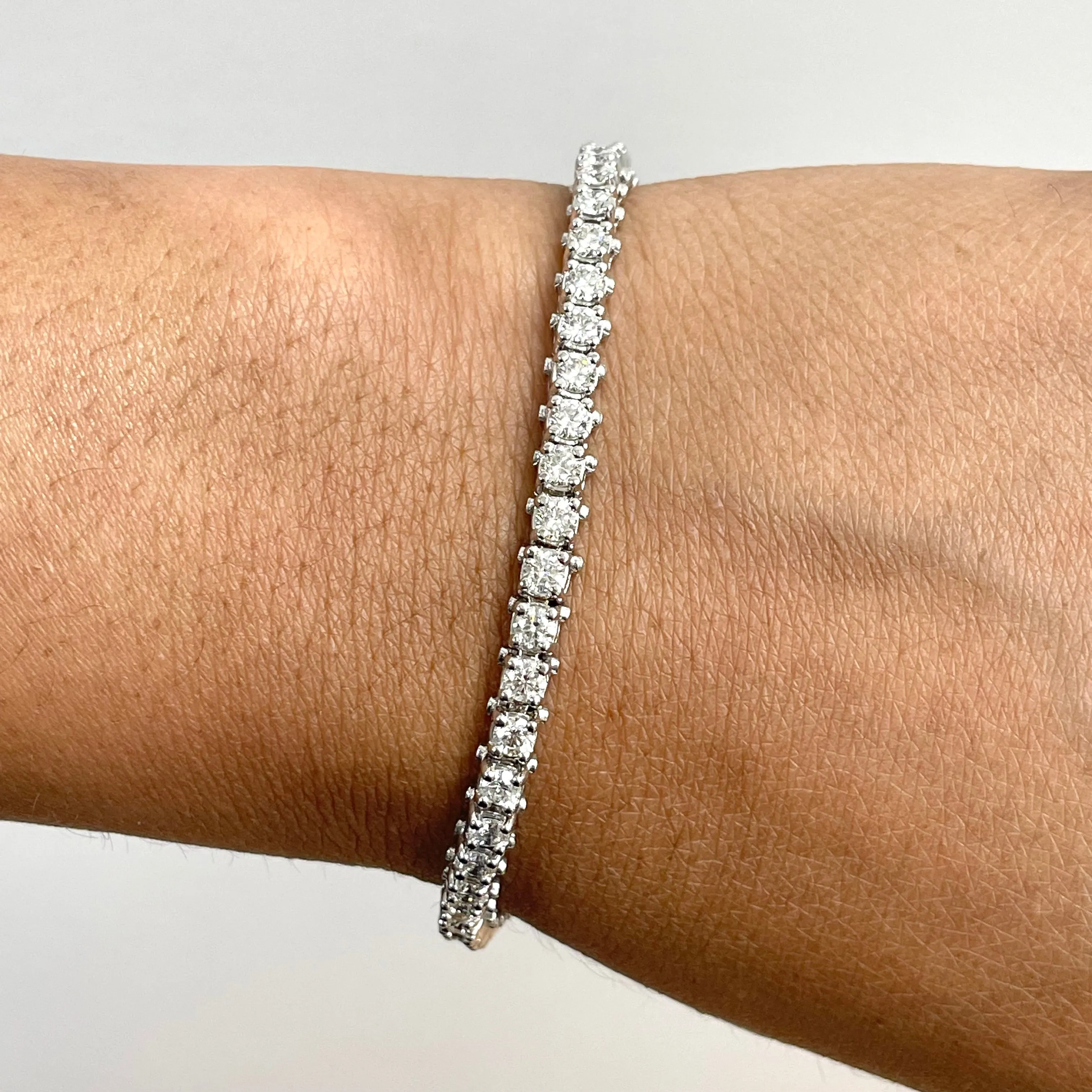 Classic Diamond Tennis Bracelet (4.48 ct Diamonds) in White Gold