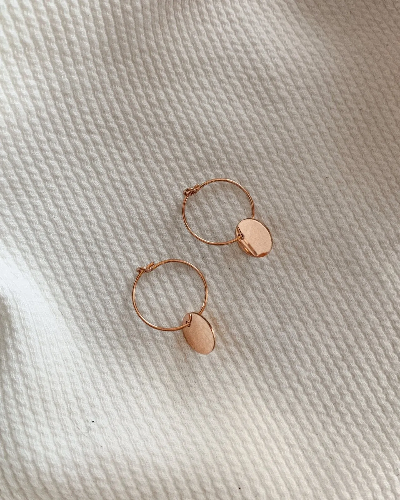 Coin Hoop Earrings  - 14k Rose Gold Fill