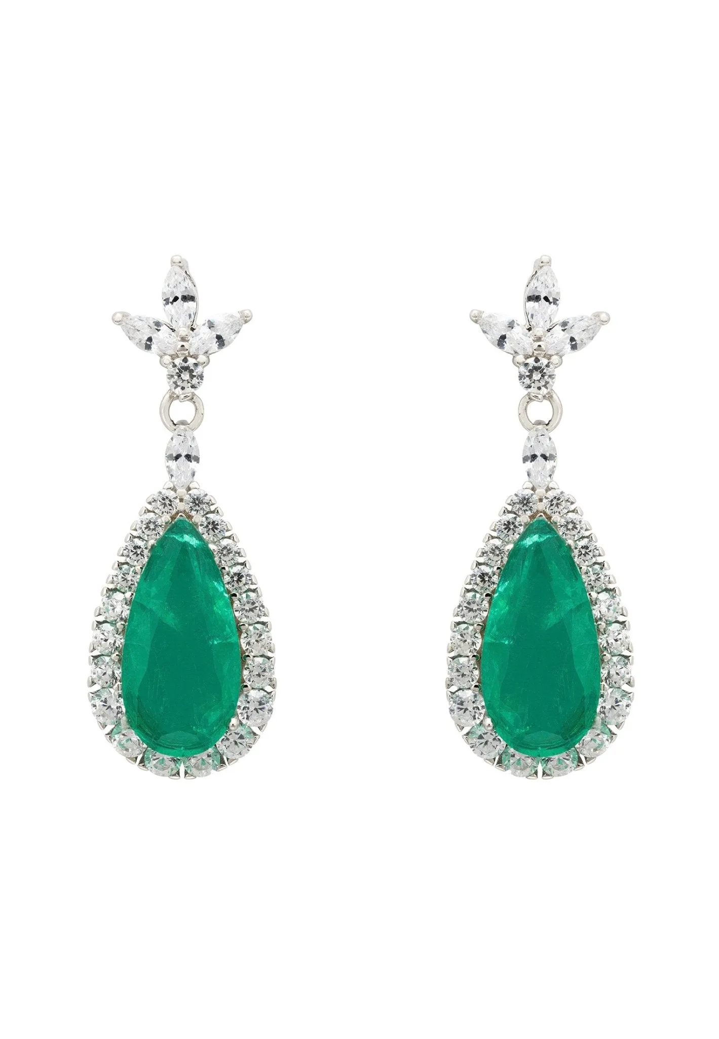 Colette Colombian Emerald Teardrop Earrings Silver