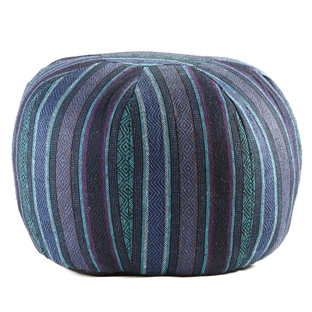 Cotton Weave Pouf - Blue