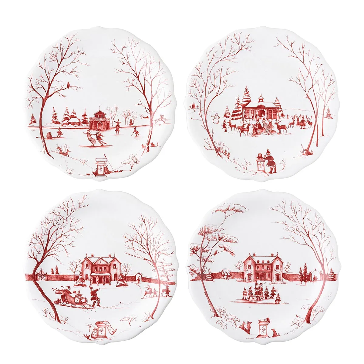 Country Estate Winter Frolic Party Plate Assorted Set/4