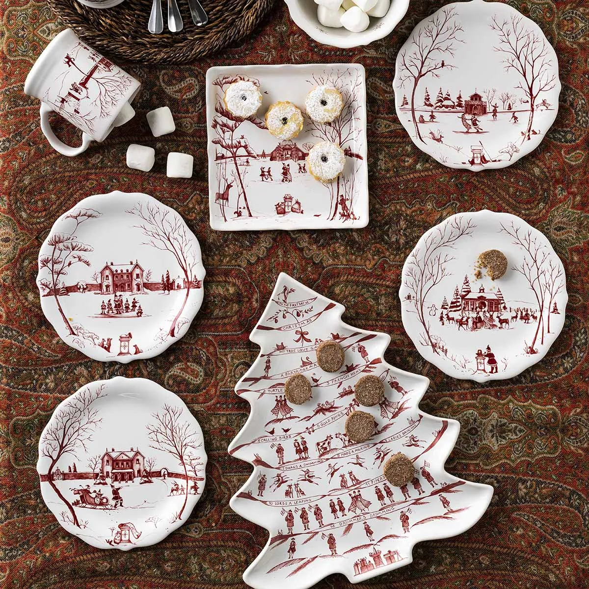 Country Estate Winter Frolic Party Plate Assorted Set/4