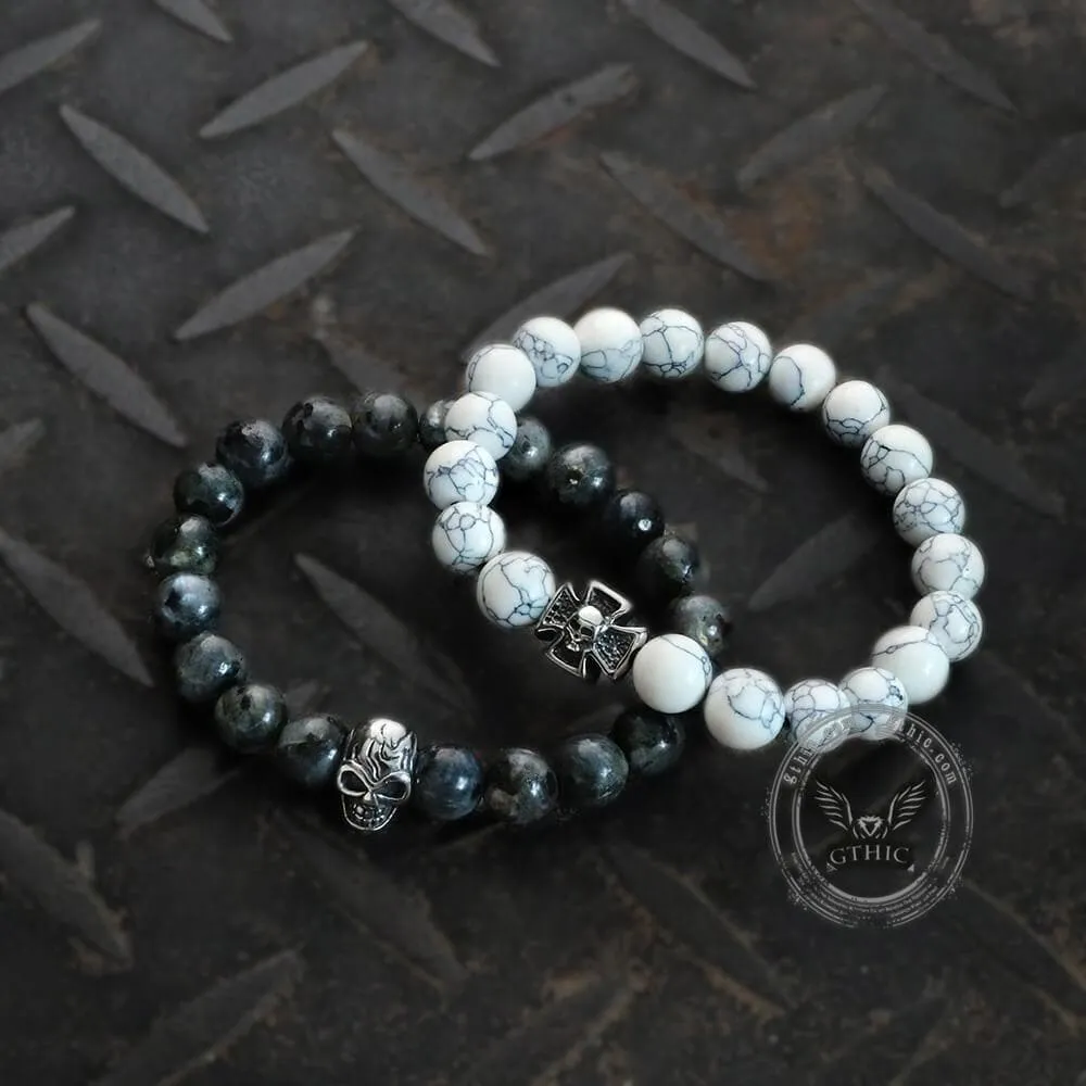 Cross Skull Turquoise Stainless Steel Bracelet