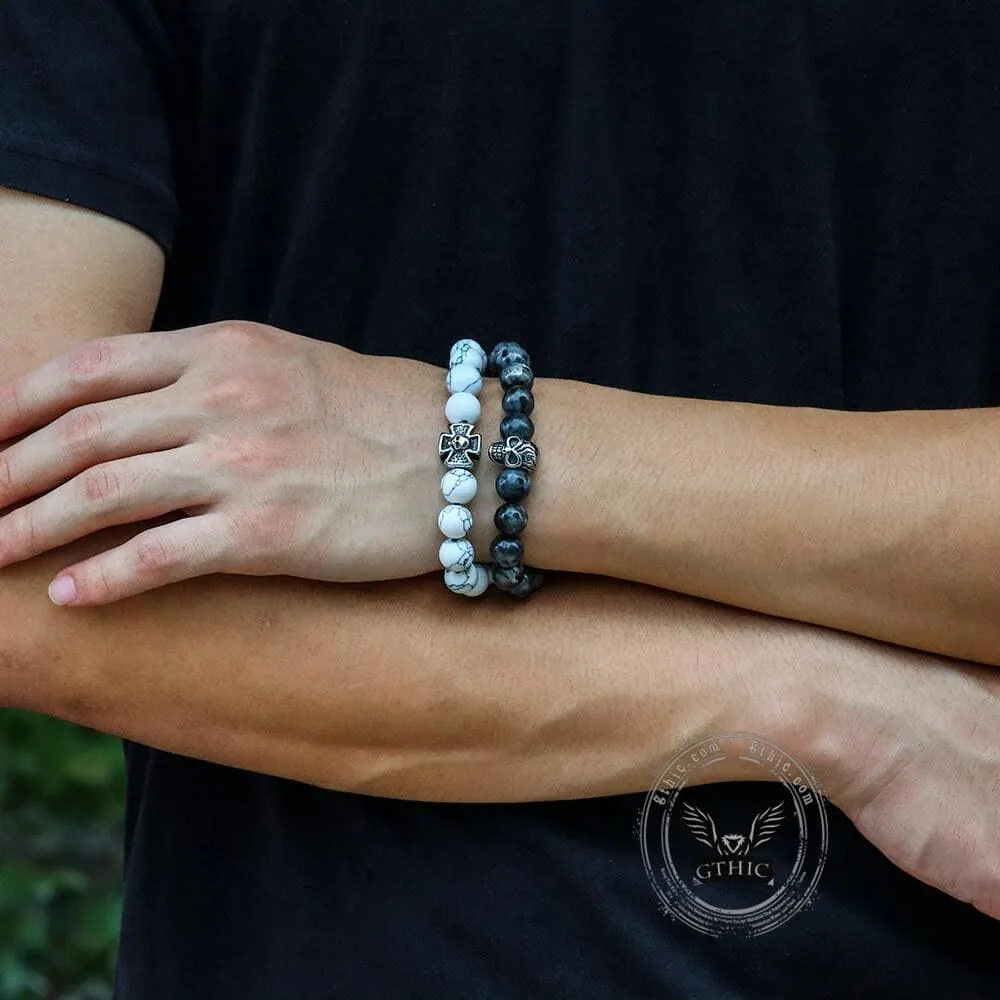 Cross Skull Turquoise Stainless Steel Bracelet