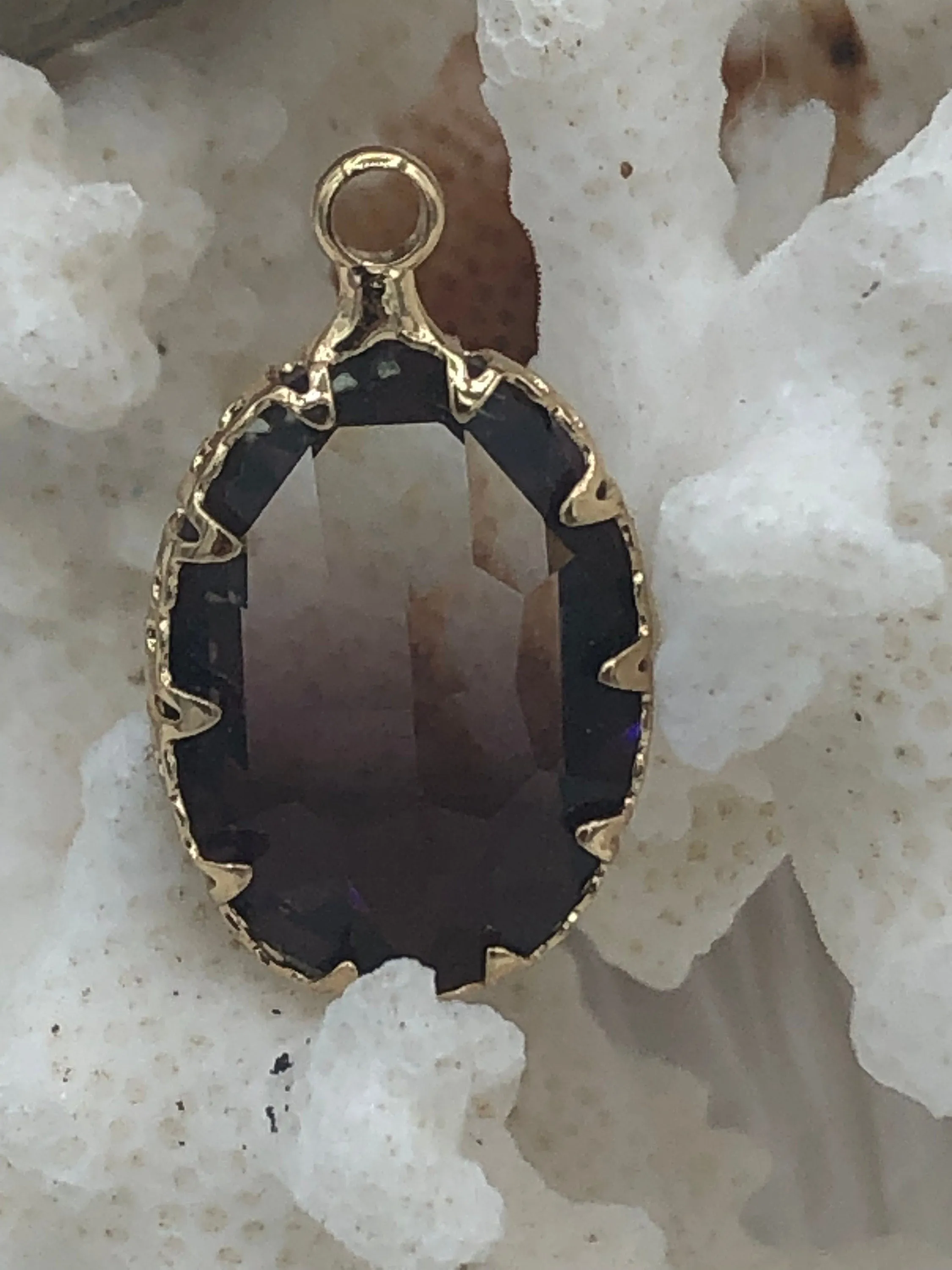 Crystal Gold Pendants and charms. Smokey Heart and Oval Pendant, Black Rectangle Pendant/Charms 3 Shape/Styles Fast Ship