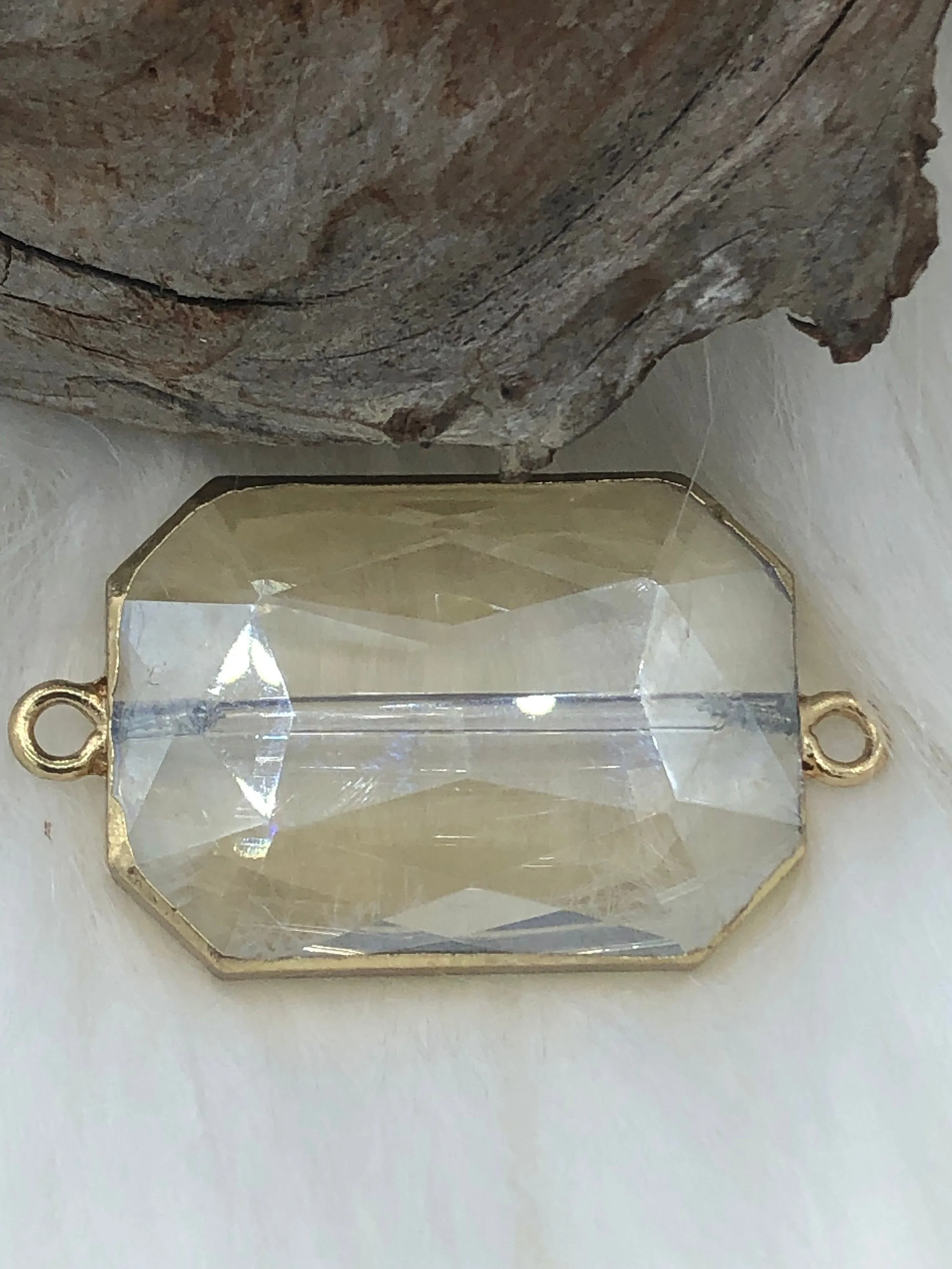 Crystal Gold Soldered Pendants and charms. Rectangle, Teardrop, Heart, Rectangular connector , 4 Styles to choose from. Fast Shipping