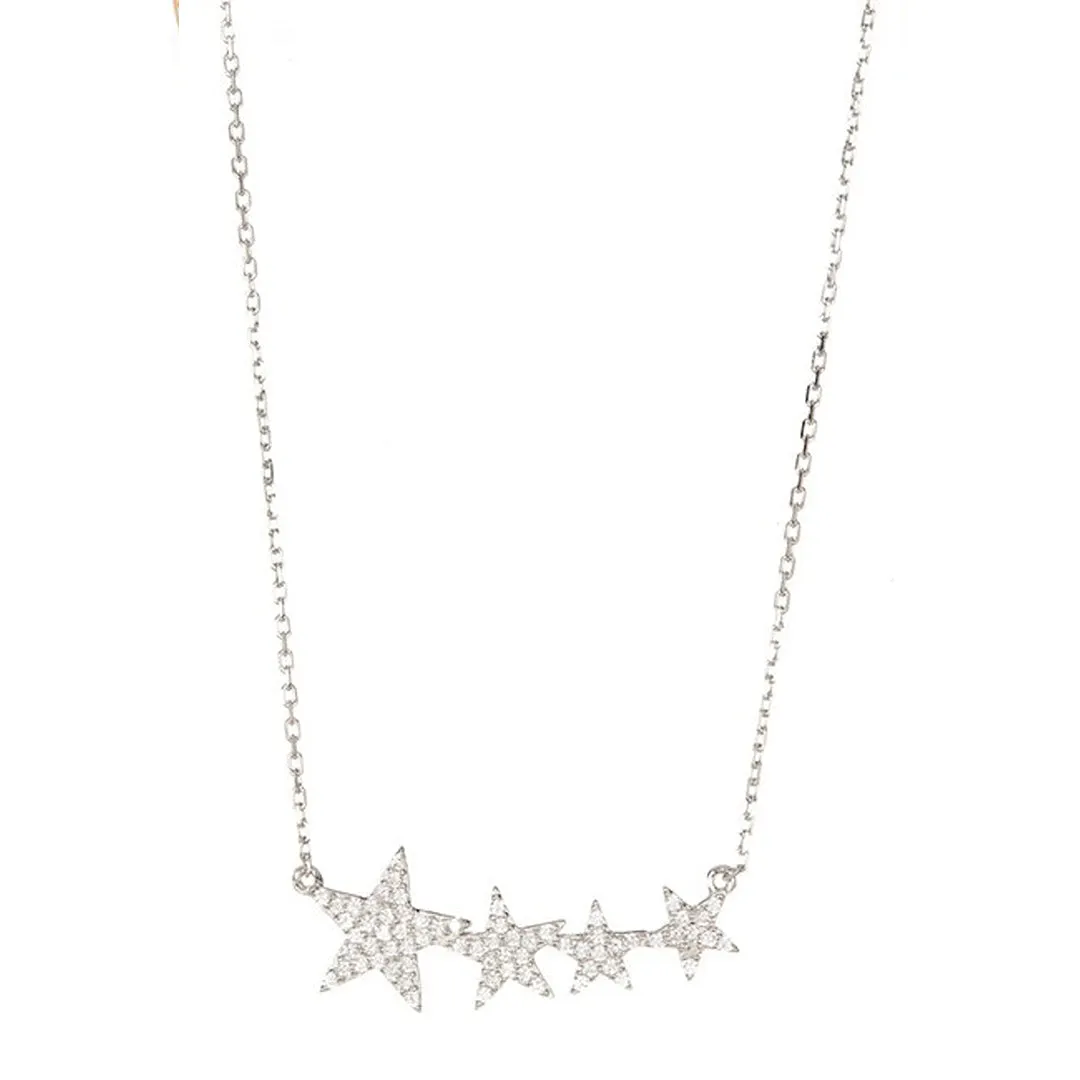 Crystal Shooting Star Necklace silver gold