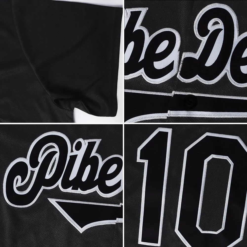 Custom Black Black-Gray Authentic Baseball Jersey