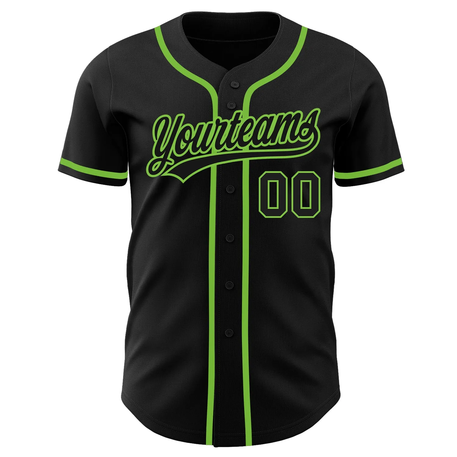 Custom Black Black-Neon Green Authentic Baseball Jersey